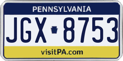 PA license plate JGX8753