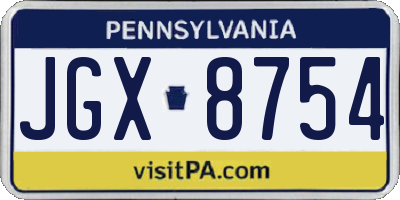 PA license plate JGX8754
