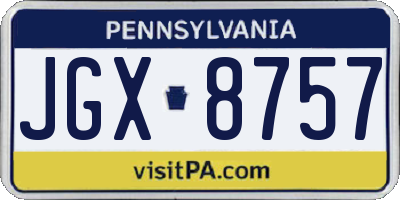PA license plate JGX8757