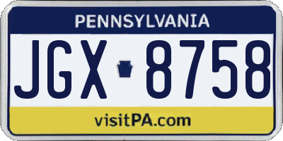PA license plate JGX8758