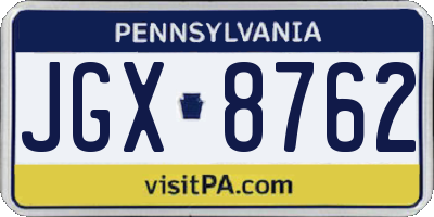 PA license plate JGX8762