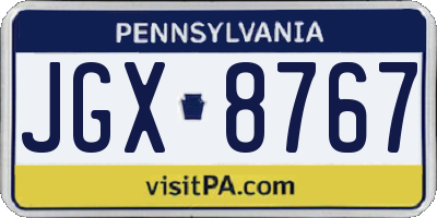 PA license plate JGX8767