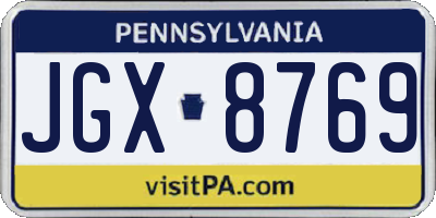PA license plate JGX8769