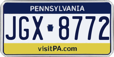 PA license plate JGX8772