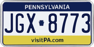 PA license plate JGX8773