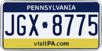 PA license plate JGX8775