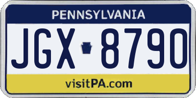PA license plate JGX8790