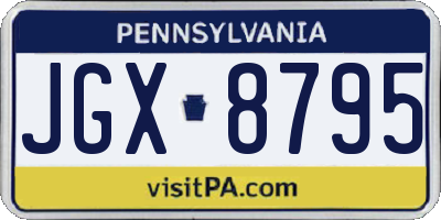 PA license plate JGX8795