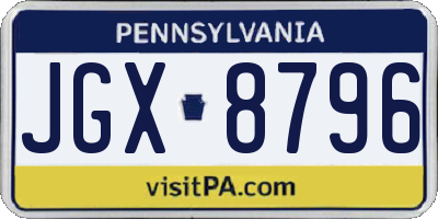 PA license plate JGX8796