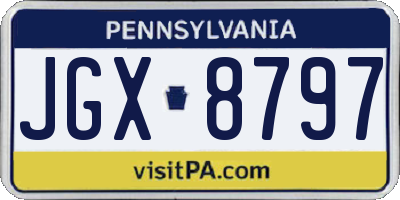 PA license plate JGX8797