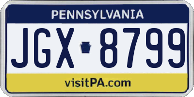 PA license plate JGX8799