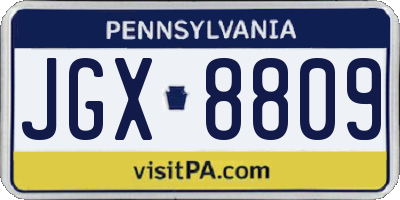PA license plate JGX8809