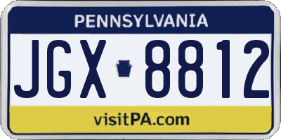 PA license plate JGX8812