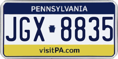 PA license plate JGX8835