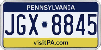 PA license plate JGX8845
