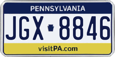 PA license plate JGX8846