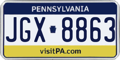 PA license plate JGX8863