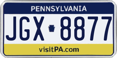 PA license plate JGX8877