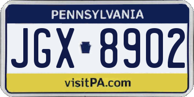 PA license plate JGX8902