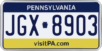 PA license plate JGX8903