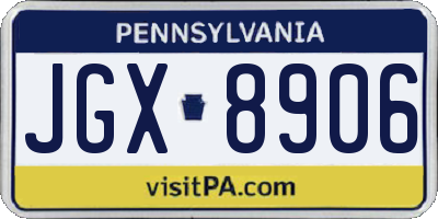 PA license plate JGX8906