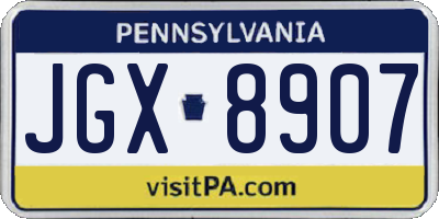 PA license plate JGX8907