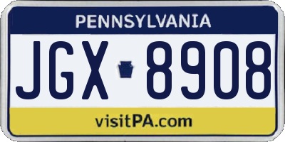PA license plate JGX8908