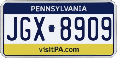 PA license plate JGX8909