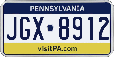 PA license plate JGX8912