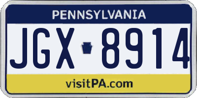 PA license plate JGX8914