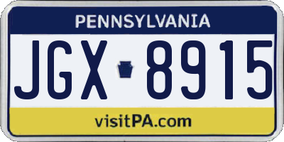 PA license plate JGX8915