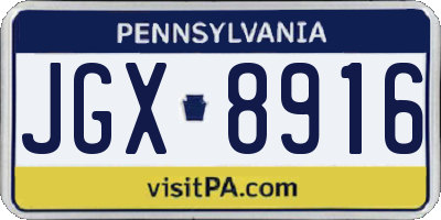 PA license plate JGX8916