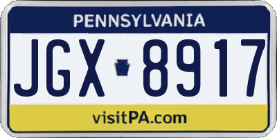 PA license plate JGX8917