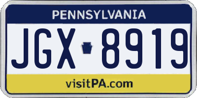 PA license plate JGX8919