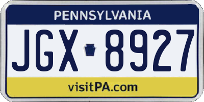 PA license plate JGX8927