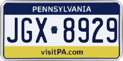PA license plate JGX8929