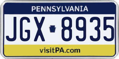 PA license plate JGX8935