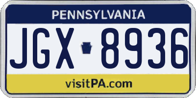 PA license plate JGX8936