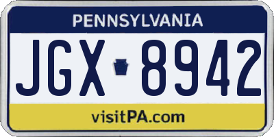 PA license plate JGX8942