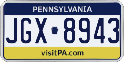 PA license plate JGX8943
