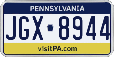 PA license plate JGX8944