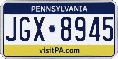 PA license plate JGX8945