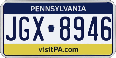 PA license plate JGX8946