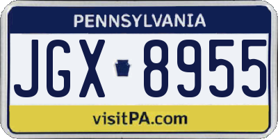 PA license plate JGX8955
