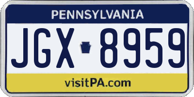 PA license plate JGX8959
