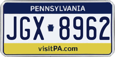 PA license plate JGX8962