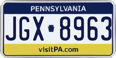 PA license plate JGX8963