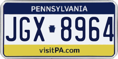 PA license plate JGX8964