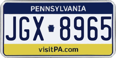 PA license plate JGX8965