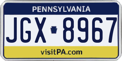 PA license plate JGX8967